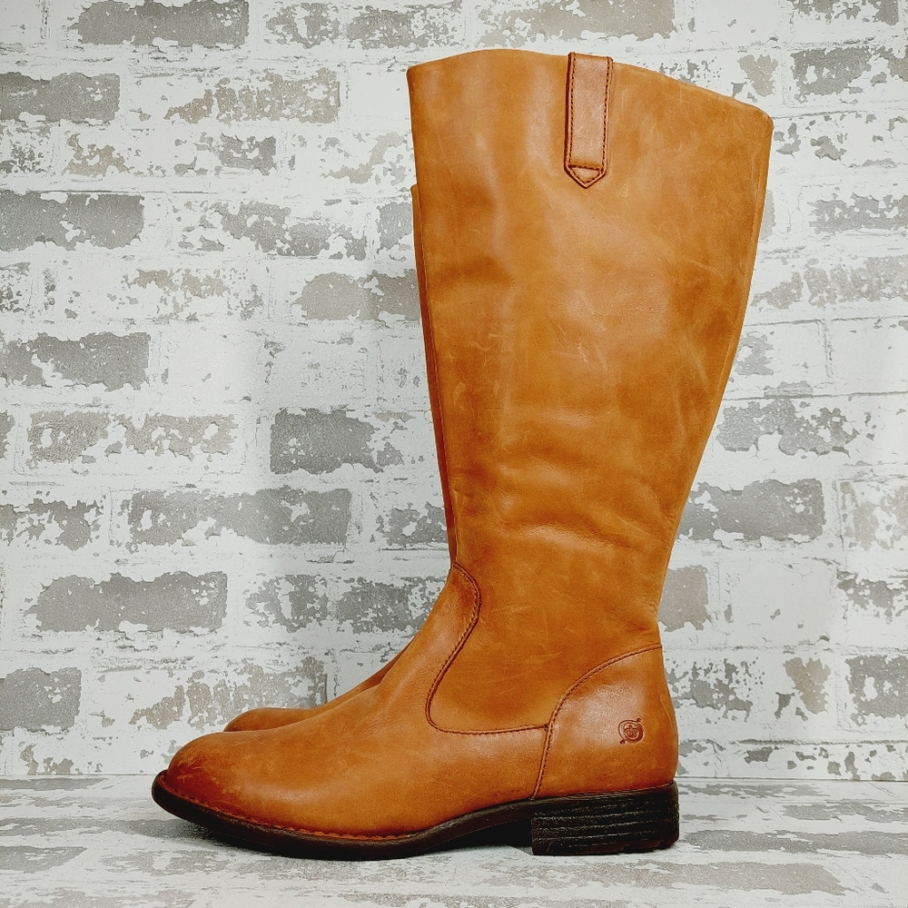 Born Women's Tall Leather Boots in Cognac